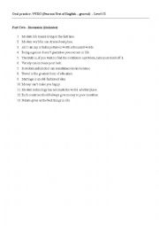 English Worksheet: Oral Practice (Pearson Test) / Part 2 - Level C1
