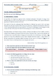 English Worksheet: nepal earthquake exam