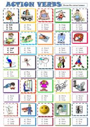 English Worksheet: ACTION VERBS