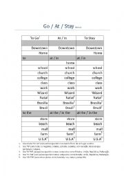 English Worksheet: At, In, To