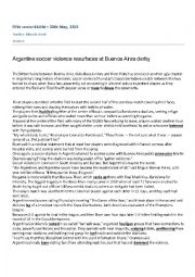 English Worksheet: 5th senior EXAM - Argentine violence in football
