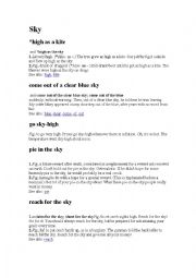 English Worksheet: Sky Idioms