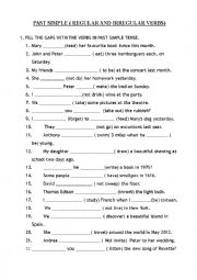 English Worksheet: PAST SIMPLE