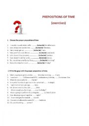 English Worksheet: Prepositions of time