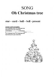 English Worksheet: Song - Oh Christmas Tree