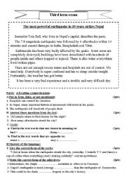 English Worksheet: nepal earthquake