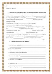 English Worksheet: Past tense review