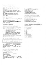 English Worksheet: Simple Past_ Someone Like You by Adele
