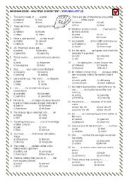 English Worksheet: ECCE - Vocabulary Review 2 with KEY