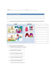 English Worksheet: Present Continuous and Clothing
