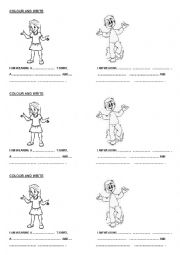 English Worksheet: clothes description