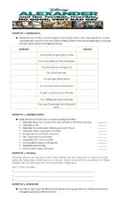 English Worksheet: Alexander and the terrible horrible no good very bad day