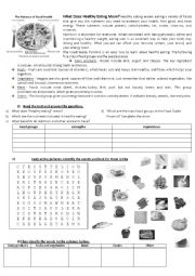 English Worksheet: Healthy Eating 