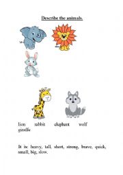 English Worksheet: Describe the animals