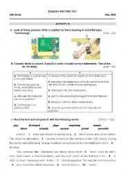 Test 10th grade Robots and disabled people