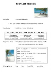 English Worksheet: Your vacation