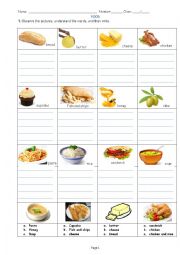 English Worksheet: Food and Drinks