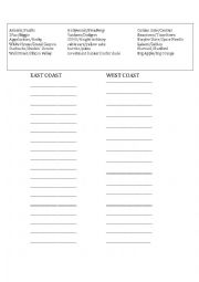 English Worksheet: East Coast vs. West Coast