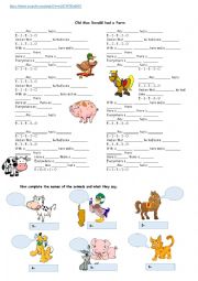 English Worksheet: Old Mac Donald Had a Farm