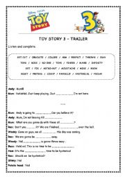 English Worksheet: TOY STORY 3 (TRAILER)