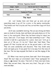 English Worksheet: full term test n 3 of 7th form