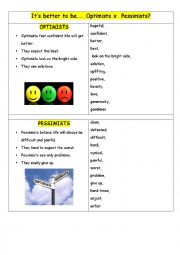 English Worksheet: Optimists x  Pessimists