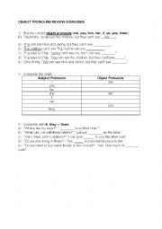 English Worksheet: Object pronouns