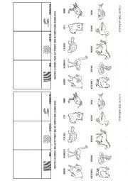English Worksheet: LISTEN AND COLOR THE ANIMALS