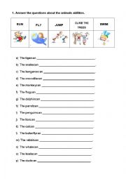 English Worksheet: Animals Abilities