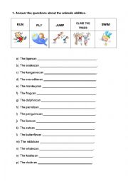 English Worksheet: Animals Abilities