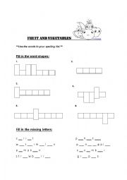 Fruit and Vegetables vocabulary