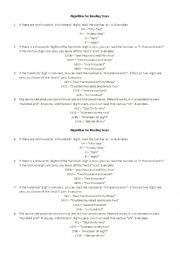 English Worksheet: Algorithm for reading years