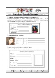 English Worksheet: Personal information