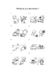 English Worksheet: which do you like better