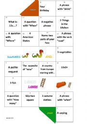 English Worksheet: Snakes and ladders