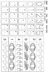 The numbers 0 - 5