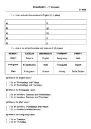 English Worksheet: Hours