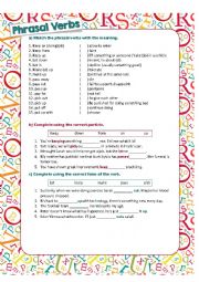 English Worksheet: Phrasal Verbs in Context