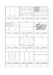 English Worksheet: Flags: Countries and Nationalities (with Keys)