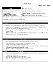 English Worksheet: Lesson Plan - English for specific Purposes