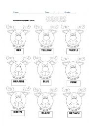 English Worksheet: Colours- Reindeers nose 