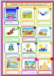 English Worksheet: Summer time  : what are they going to do?