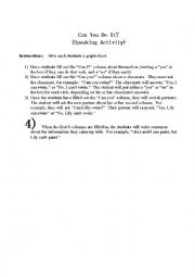 English Worksheet: Can You Do It?  Speaking Activity