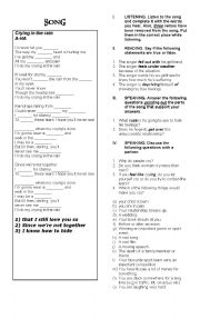 English Worksheet: Crying in the rain a-ha