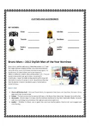 English Worksheet: Clothes and accessories bruno mars