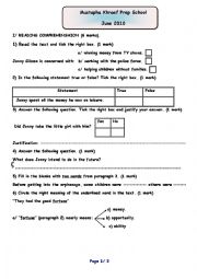 English Worksheet: end of term test N3