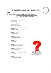 English Worksheet: wh - questions