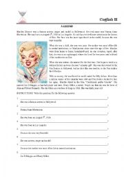 English Worksheet: Marilyn Monroe reading