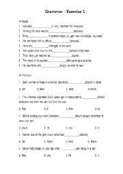 English Worksheet: Basic Grammar - Exercise 1 (Noun,Pronoun,Verb,Adjective,Adverb)