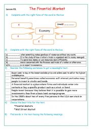 2nd Year Economics 1 The finantial Market